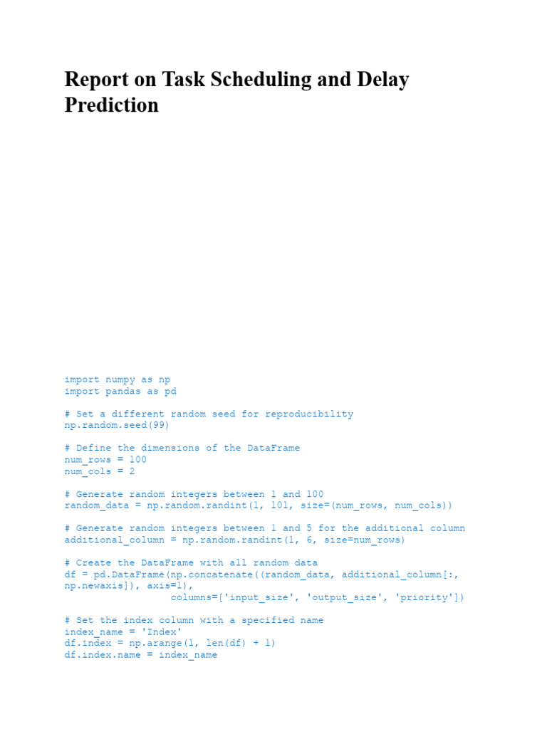 Task Scheduling and Delay Prediction Report | PDF | Machine Learning ...