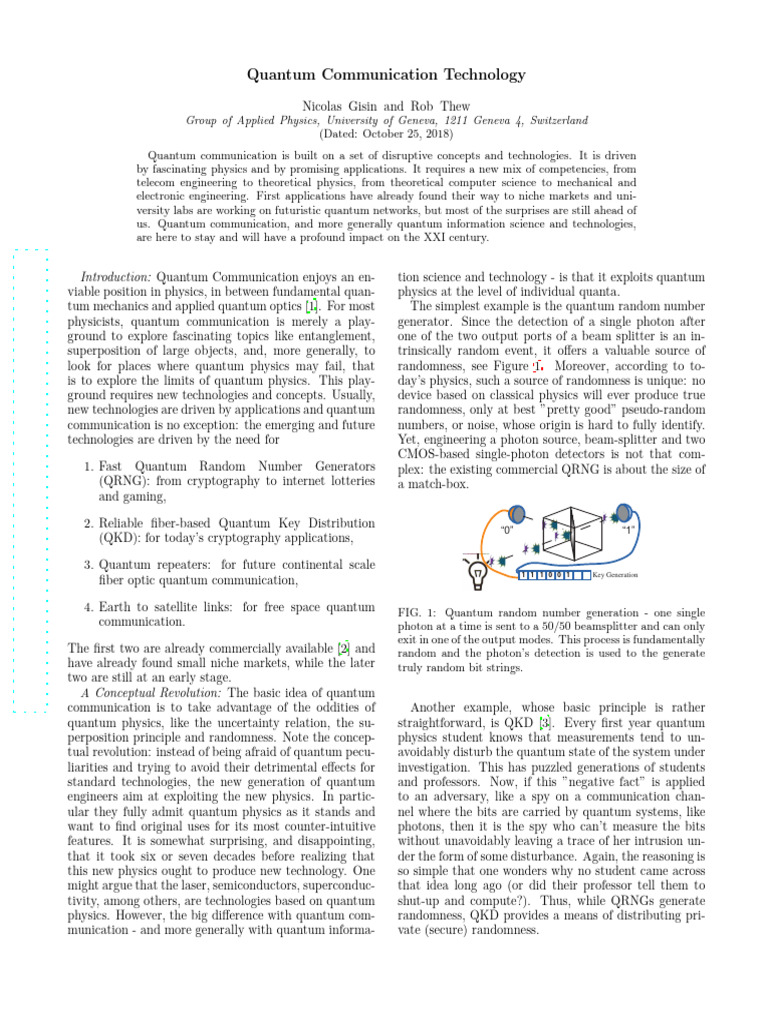 Quantum Communication Tech | PDF | Applied Mathematics | Theoretical ...