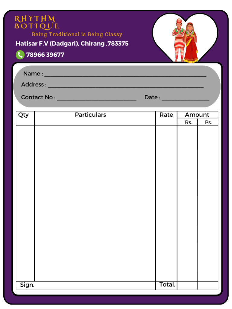 Traditional Classy Invoice Template | PDF