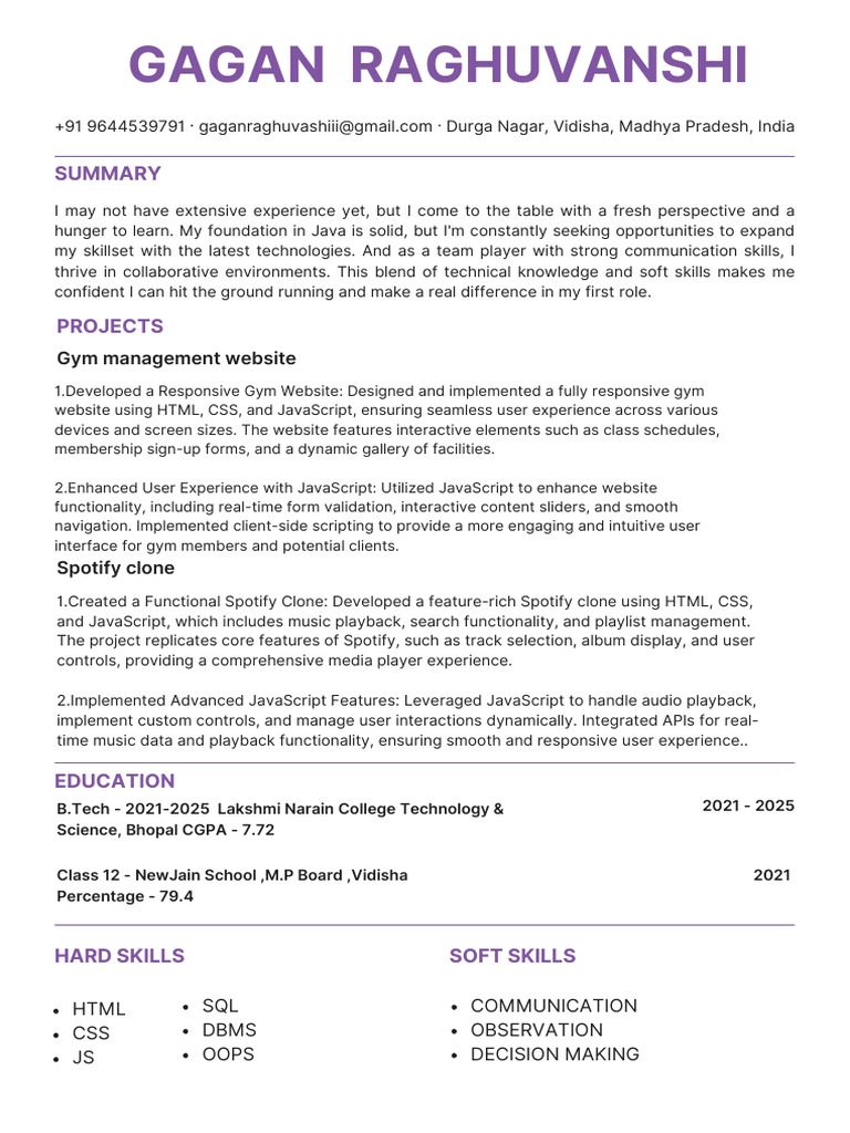 Java Developer Resume Overview | PDF
