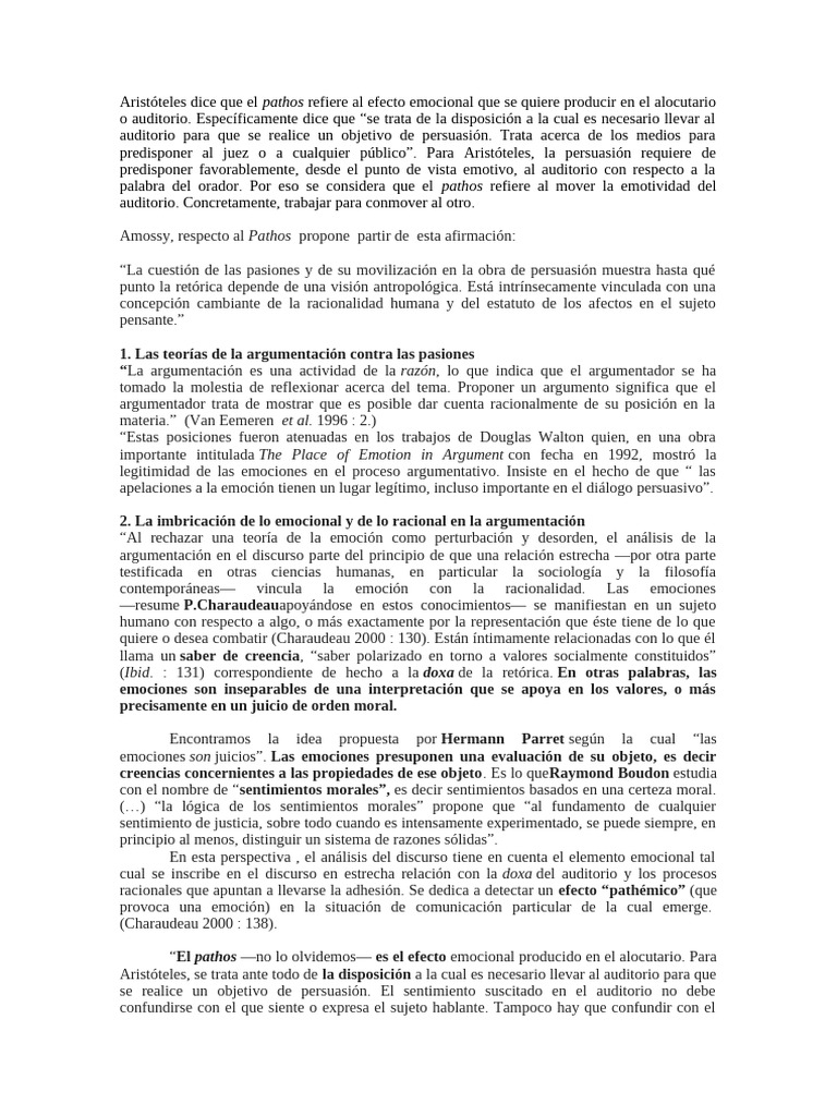El Pathos en la Persuasión Retórica | PDF | Las emociones | Hablar en ...