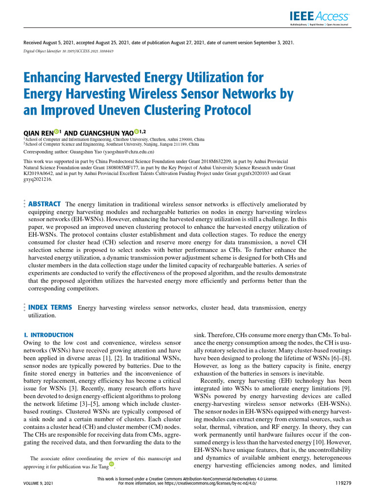 Improved Clustering for EH-WSNs | PDF | Wireless Sensor Network ...