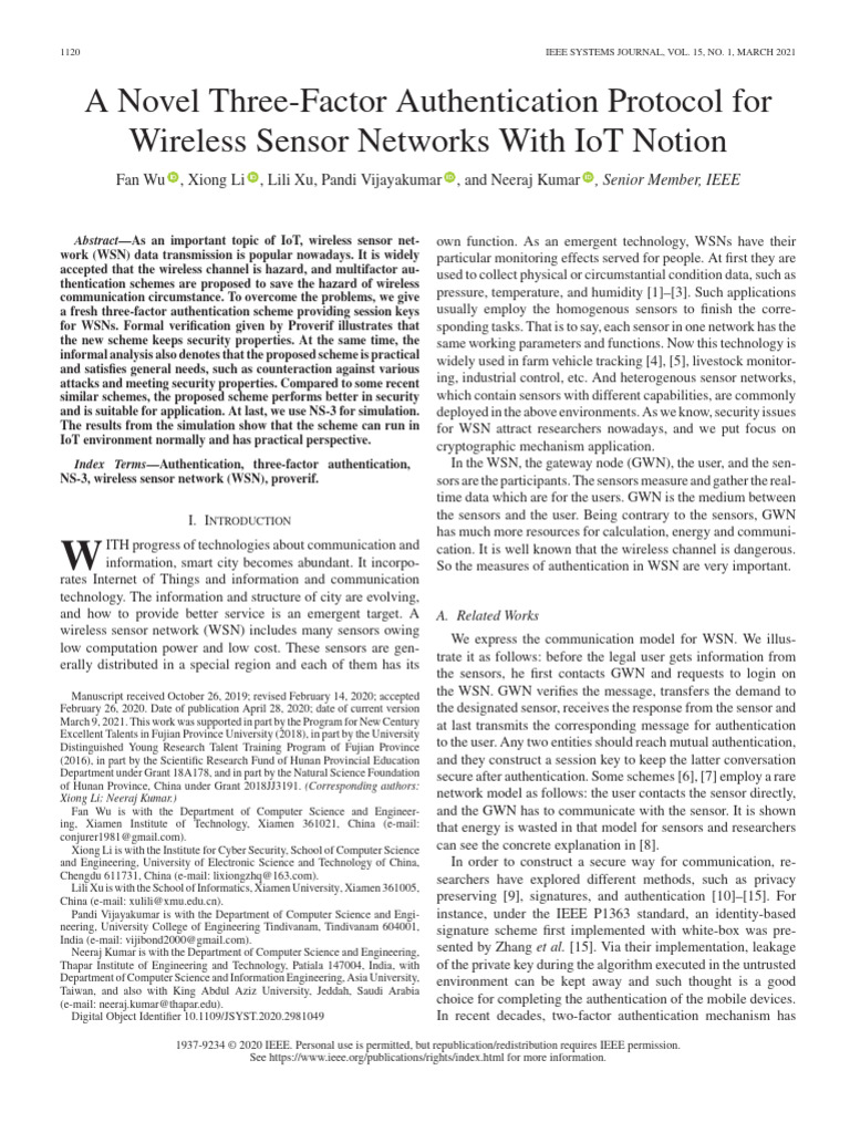 A Novel Three-Factor Authentication Protocol For Wireless Sensor ...