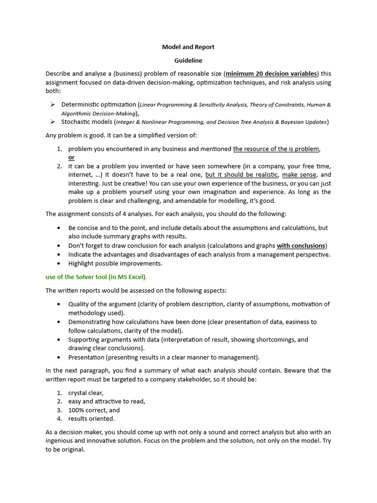 Business Problem Analysis and Optimization | PDF | Mathematical ...