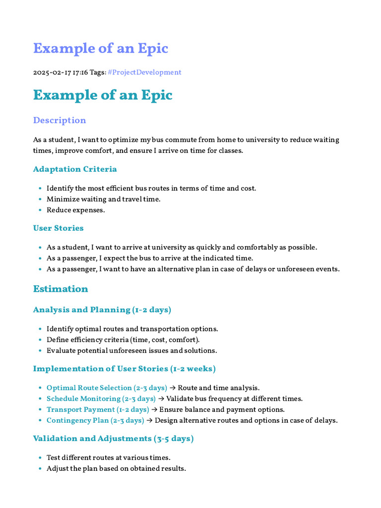 Example of an Epic | PDF