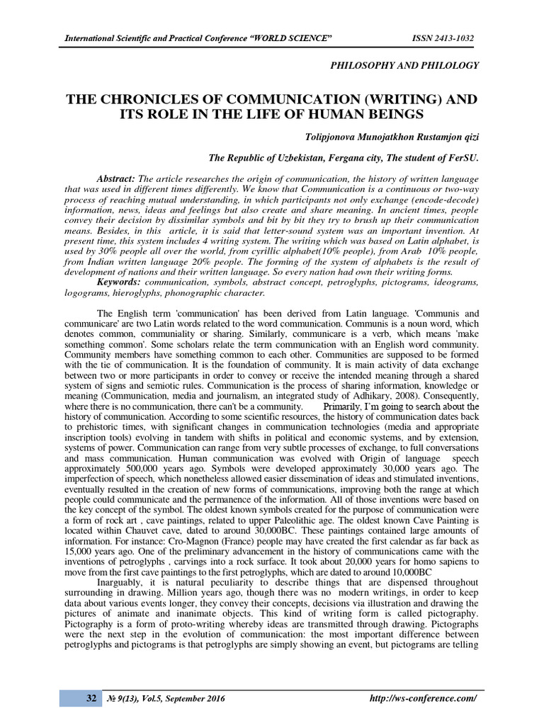 Evolution of Communication and Writing | PDF | Linguistics | Human ...