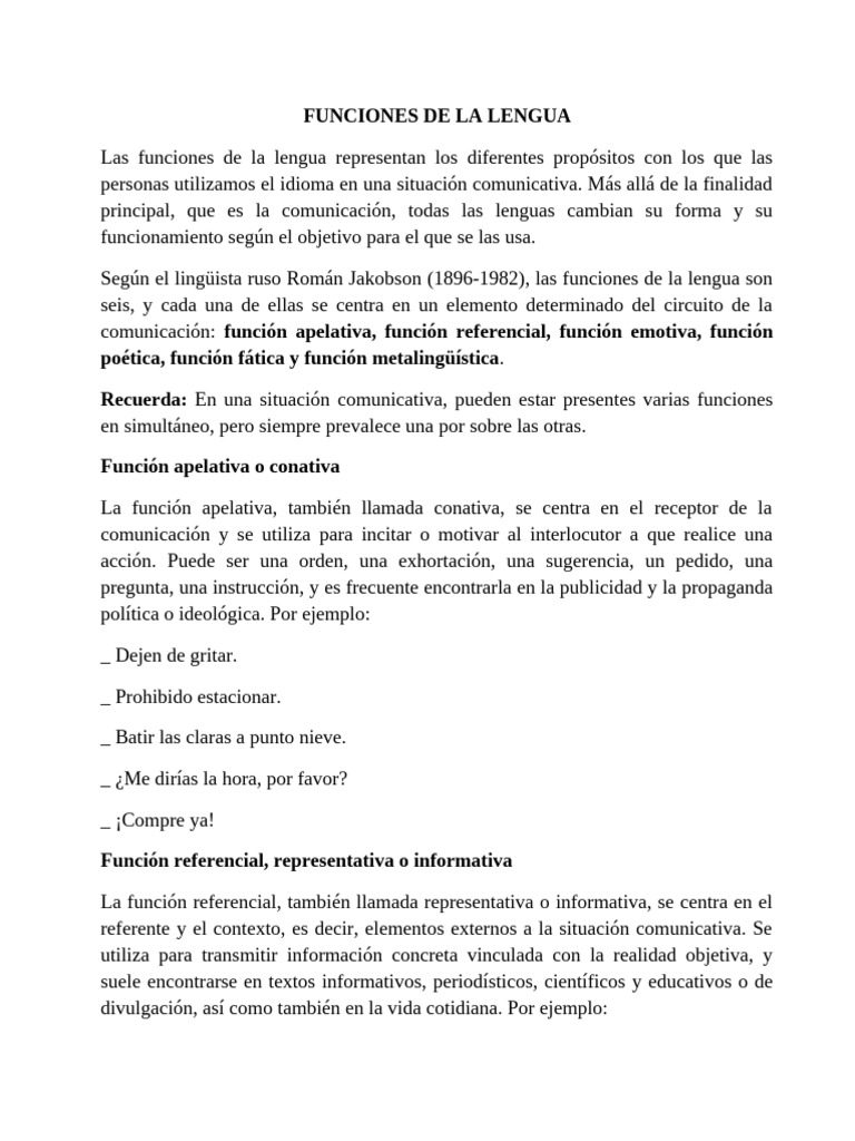 Funciones de La Lengua | PDF | Lingüística