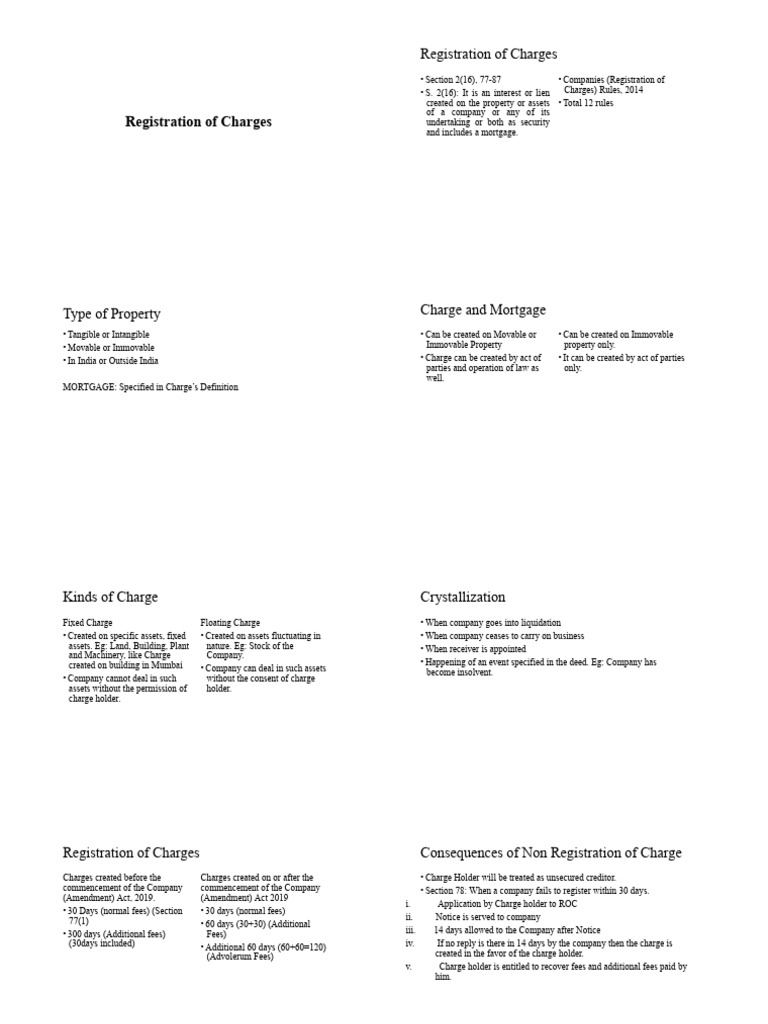 Registration of Charges | PDF | Civil Law (Common Law) | Common Law