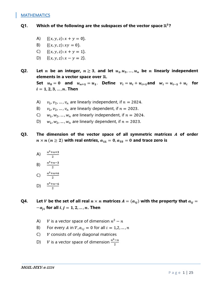 QP MS | PDF | Linear Map | Vector Space