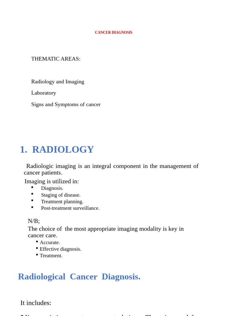 Cancer Diagnosis: Imaging & Lab Techniques | PDF | Medical Imaging ...