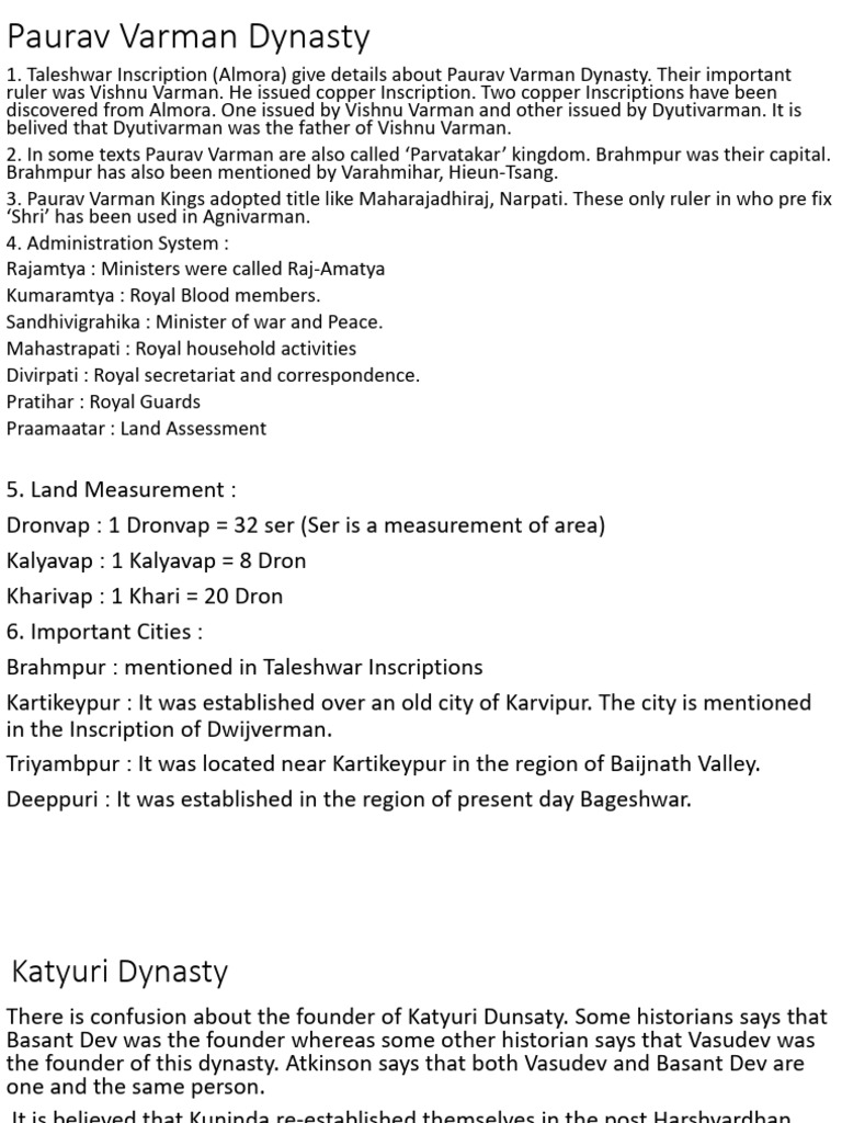History of Paurav and Katyuri Dynasties | PDF