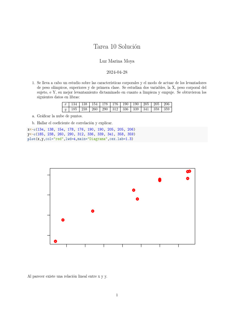 Tarea 10 Solución | PDF | Análisis de los datos | Matemáticas De La ...