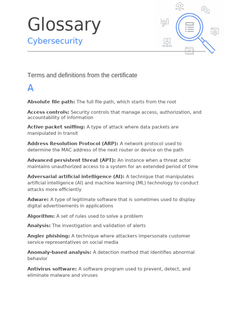 Cybersecurity Terms Glossary | PDF | Security | Computer Security