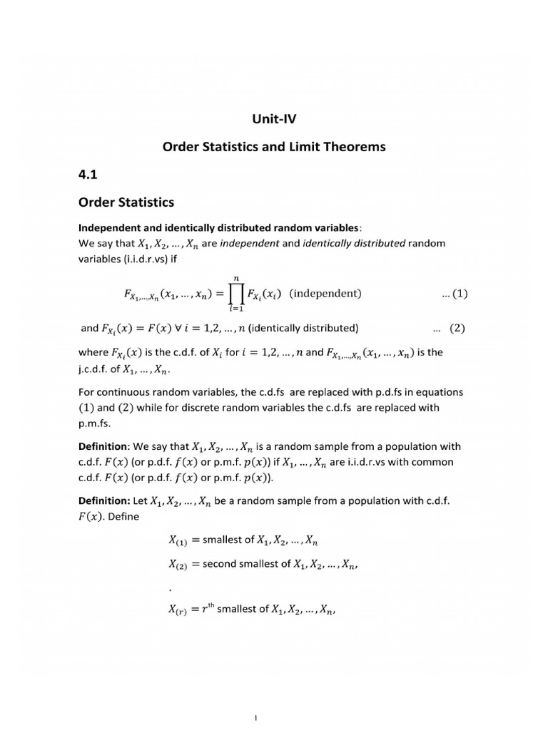 6) Order Statistics and Limit Theorems | PDF