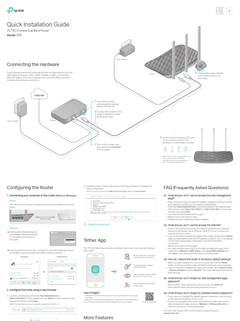 TP-Link AC750 Router Setup Guide | PDF | Wi Fi | Computer Network