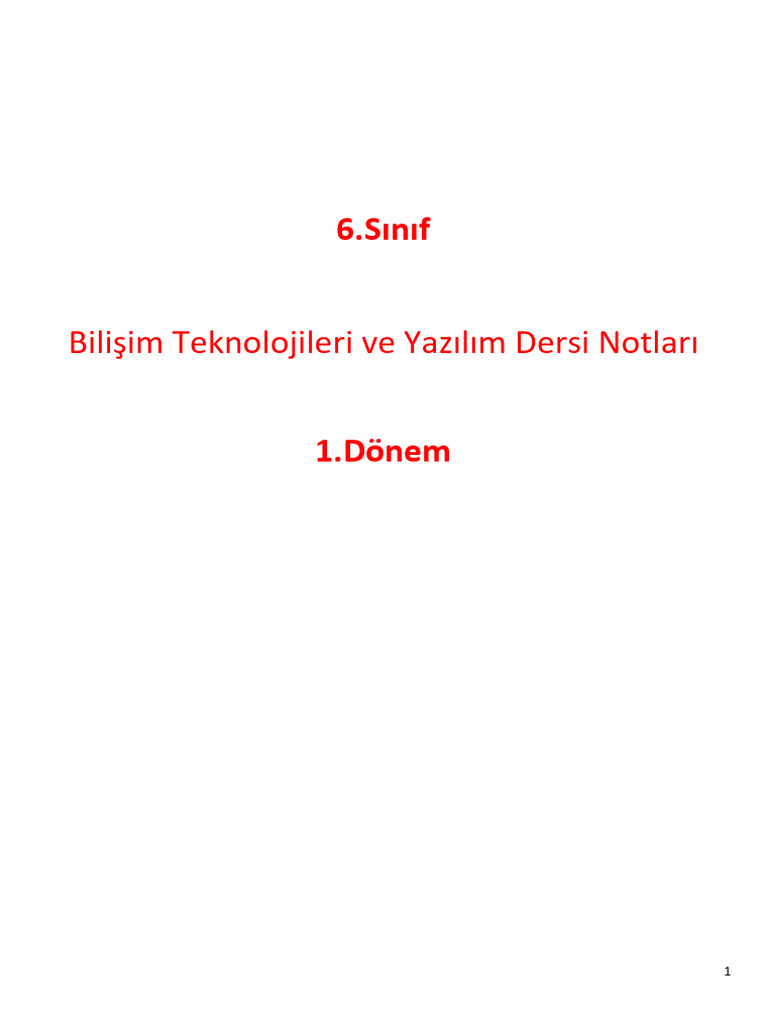 Bilisim Teknolojileri Dersi 6.sinif Ders Notlari Ve Calisma Sorulari | PDF