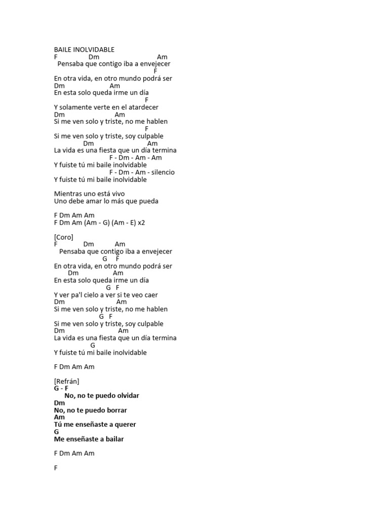 Baile Inolvidable: Letra y Emociones | PDF