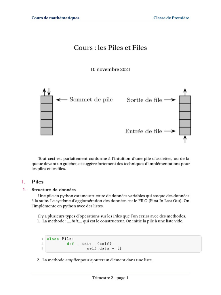 Piles et Files en Python | PDF | Python (Langage de programmation ...