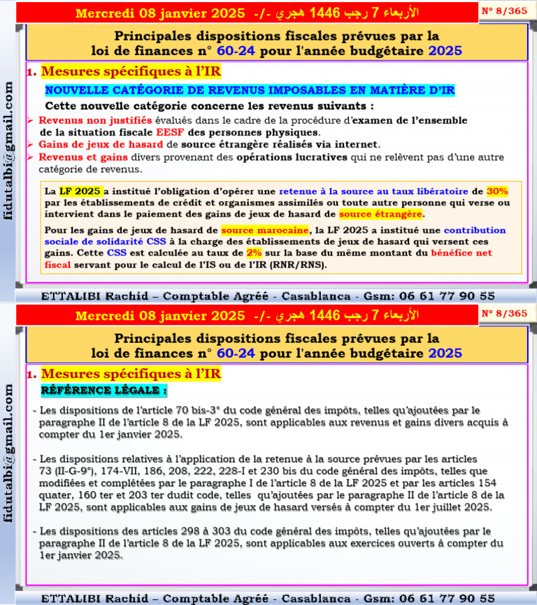 Dispositions fiscales de la LF 2025 | PDF | Impôts | Jeux d'argent