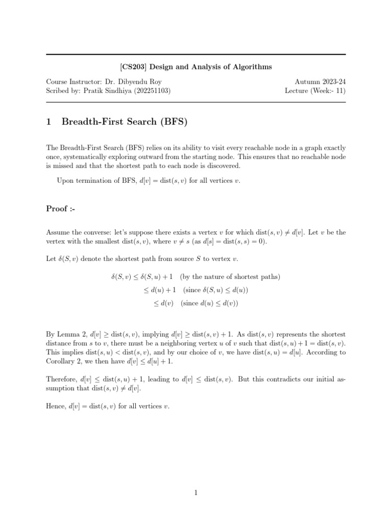 BFS, DFS, and MST Algorithms Explained | PDF | Vertex (Graph Theory ...