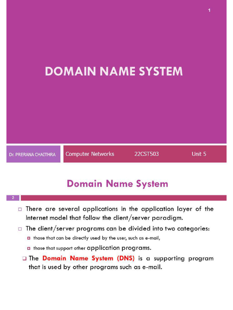 CN - Unit 5 - DNS Revision Notes - S | PDF