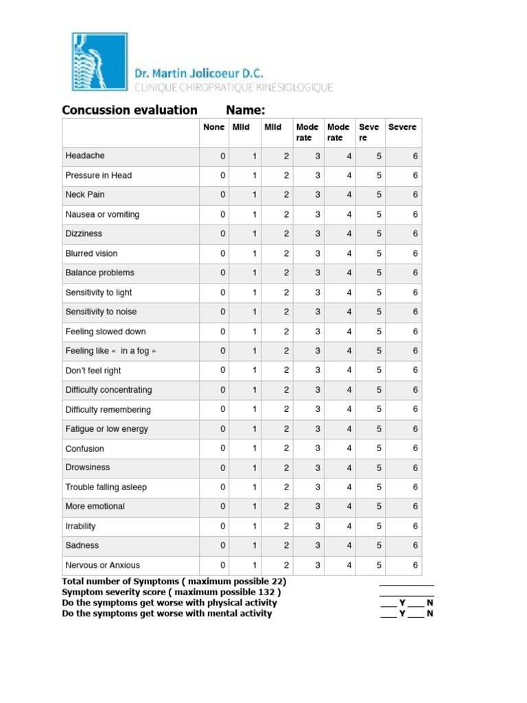 Concussion Evaluation 01 en 10.16 | PDF