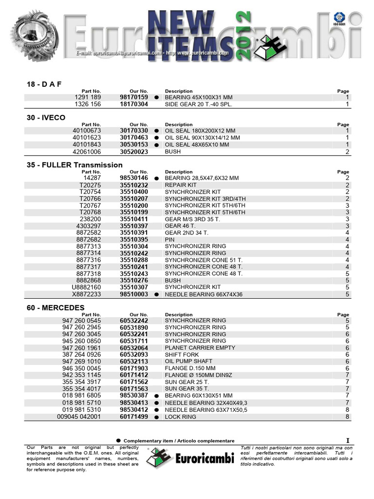 Interchangeable Parts for Trucks and Buses | PDF | Manual Transmission ...