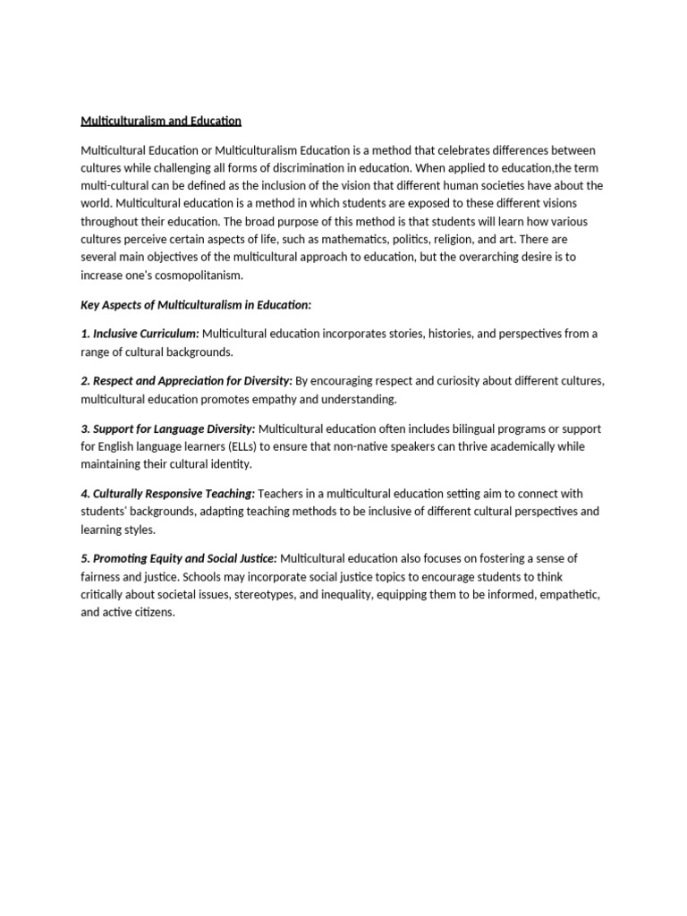 Multicultural Education and Indigenous Perspectives | PDF ...