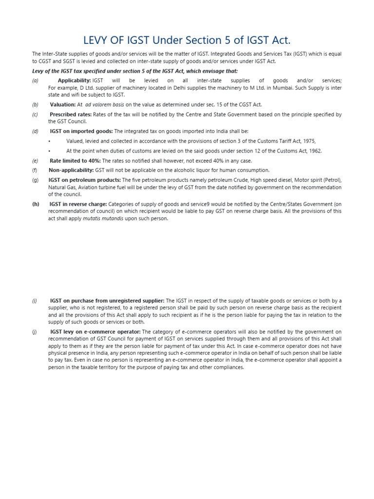 IGST Levy Under Section 5 Explained | PDF | Taxes | Payments