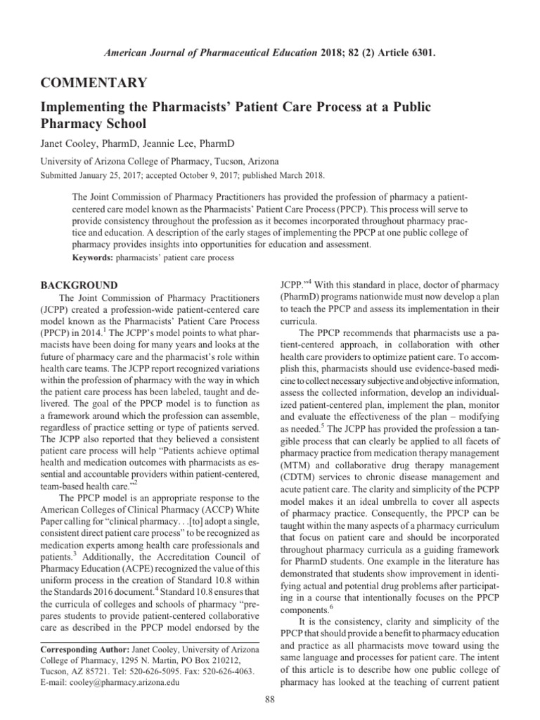 Implementing PPCP in Pharmacy Education | PDF | Pharmacy | Pharmacist