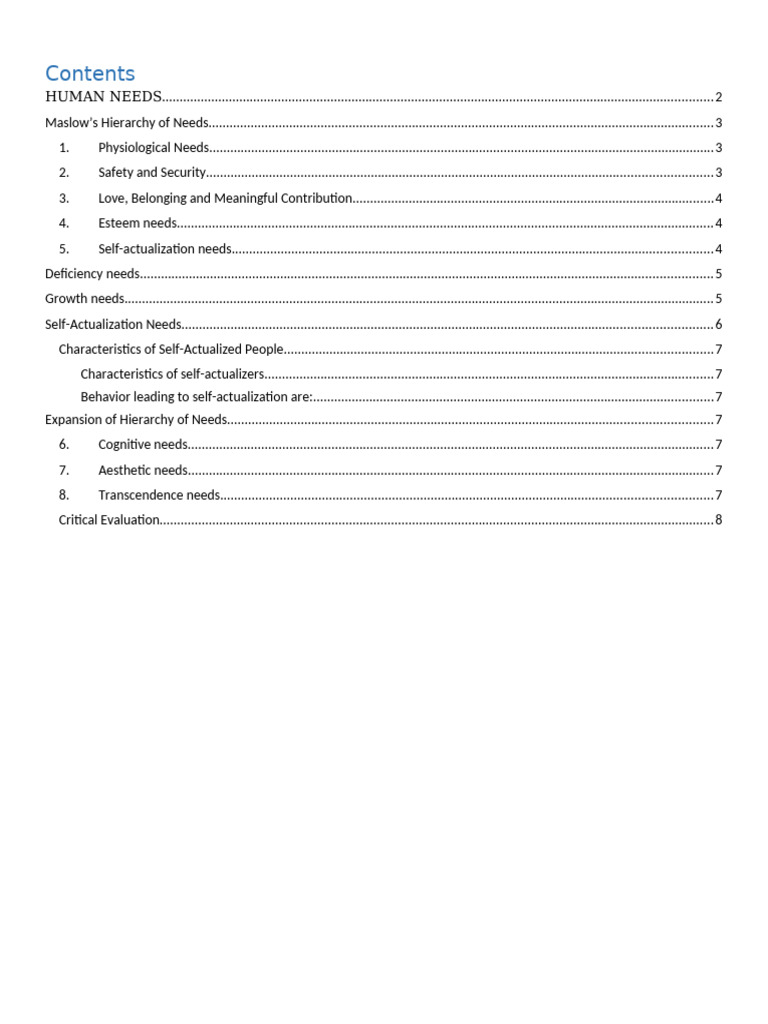 The Basic Governing Needs | PDF | Self Actualization | Self Esteem
