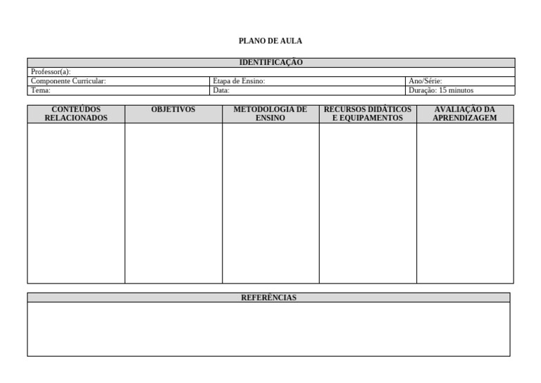 Plano de Aula: Estrutura e Conteúdos | PDF