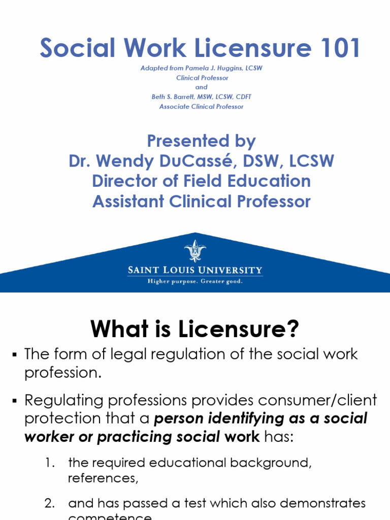 Social Work Licensure Presentation | PDF | Social Work | Psychotherapy