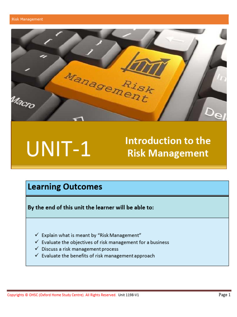 Introduction To The Risk Management | PDF | Risk | Risk Management