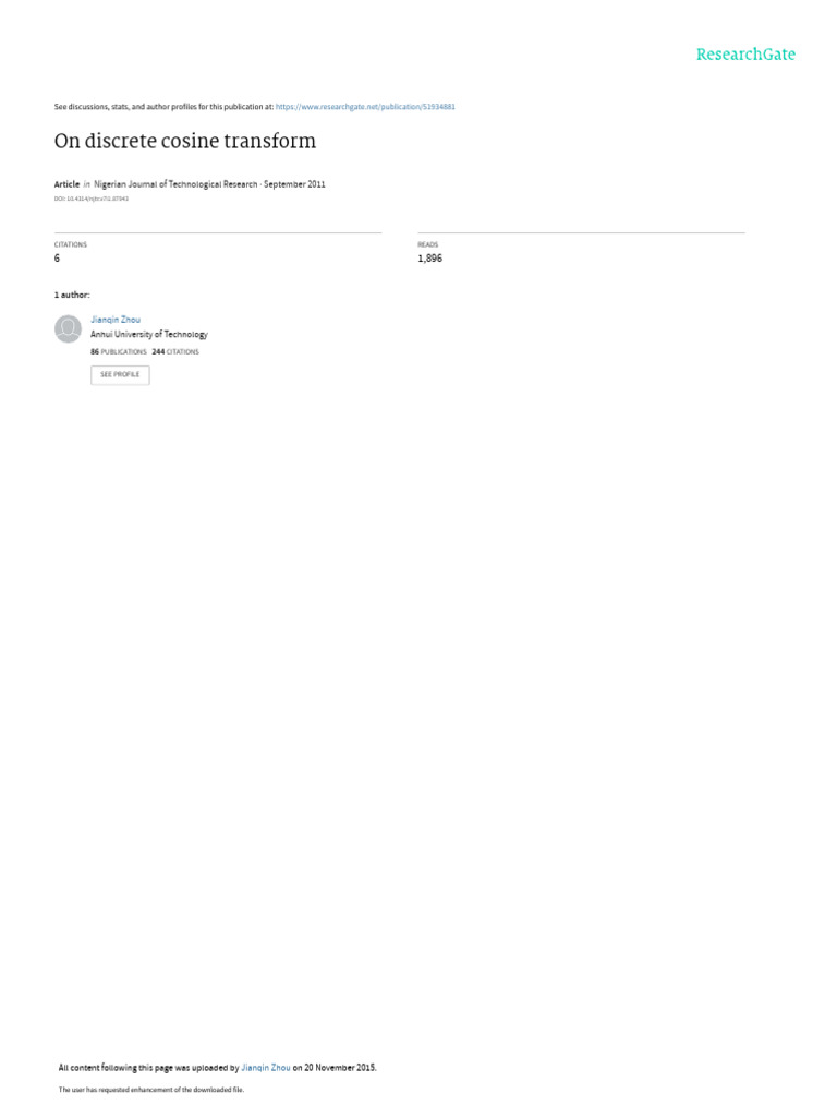 Generalized Discrete Cosine Transform | PDF | Discrete Fourier ...