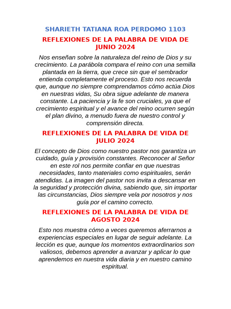 Reflexiones sobre el Reino de Dios 2024 | PDF
