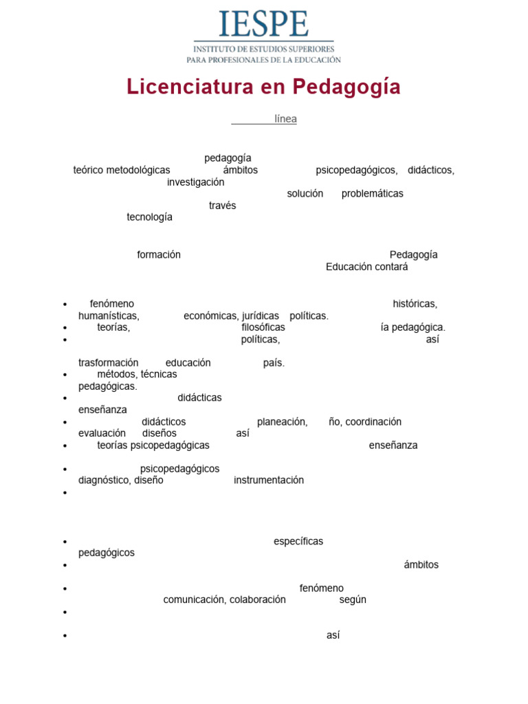 Licenciatura en Pedagogía 100% Online | PDF | Pedagogía | Plan de estudios