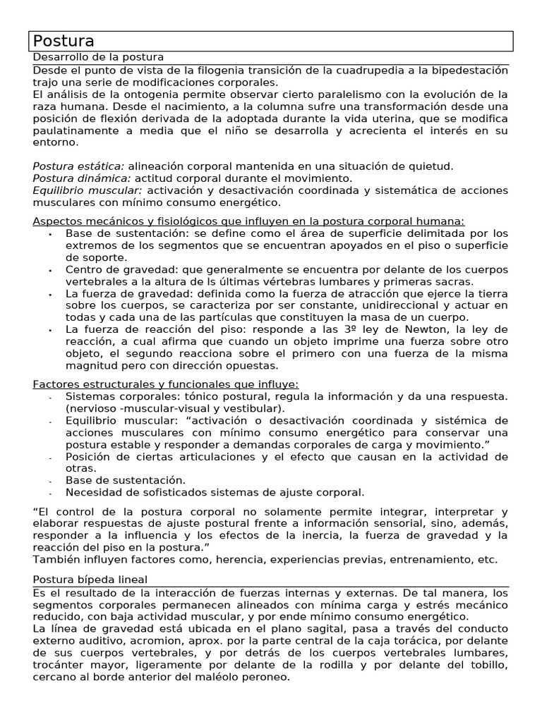 Biomecánica de la Postura Humana | PDF | La columna vertebral | Fuerza