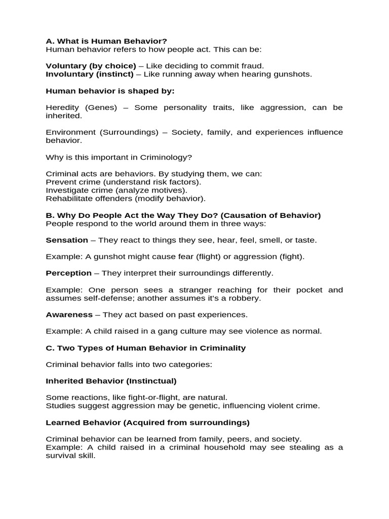 Human Behavior Week II | PDF | Crimes | Crime & Violence