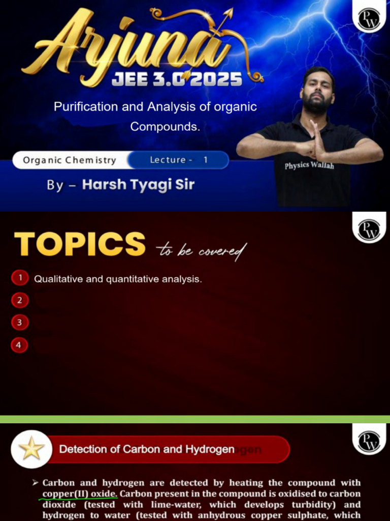 Purification and Analysis of Organic Compound 01 - Class Notes | PDF