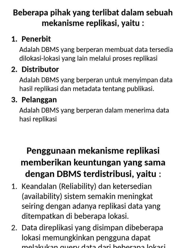 Mekanisme Replikasi DBMS | PDF