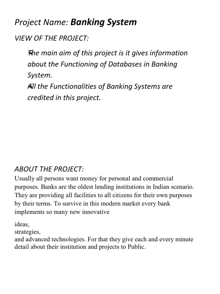 Banking System A Database Project Report | PDF | Banks | Financial Services