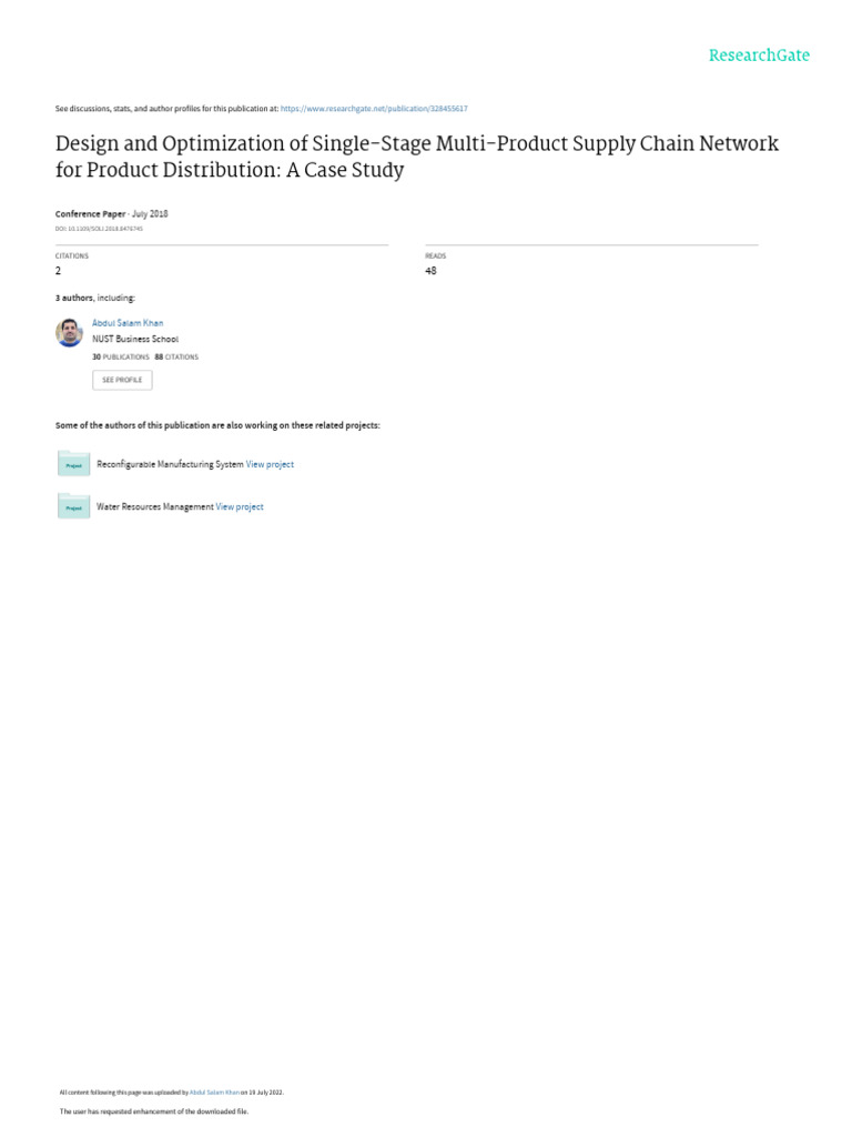 Design and Optimization of Single-Stage Multi-Product Supply Chain ...