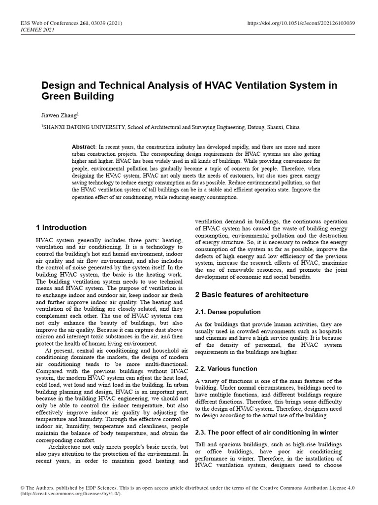 Design and Technical Analysis of HVAC Ventilation | PDF | Energy ...