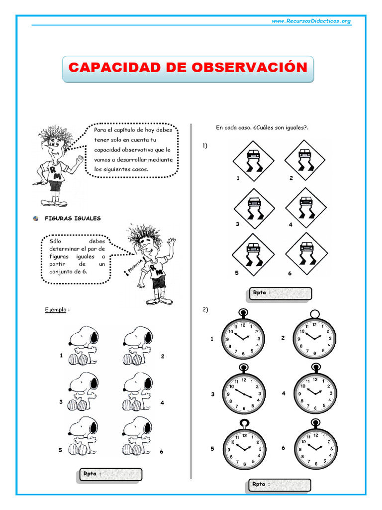 Ejercicios de Observación Visual para Niños | PDF