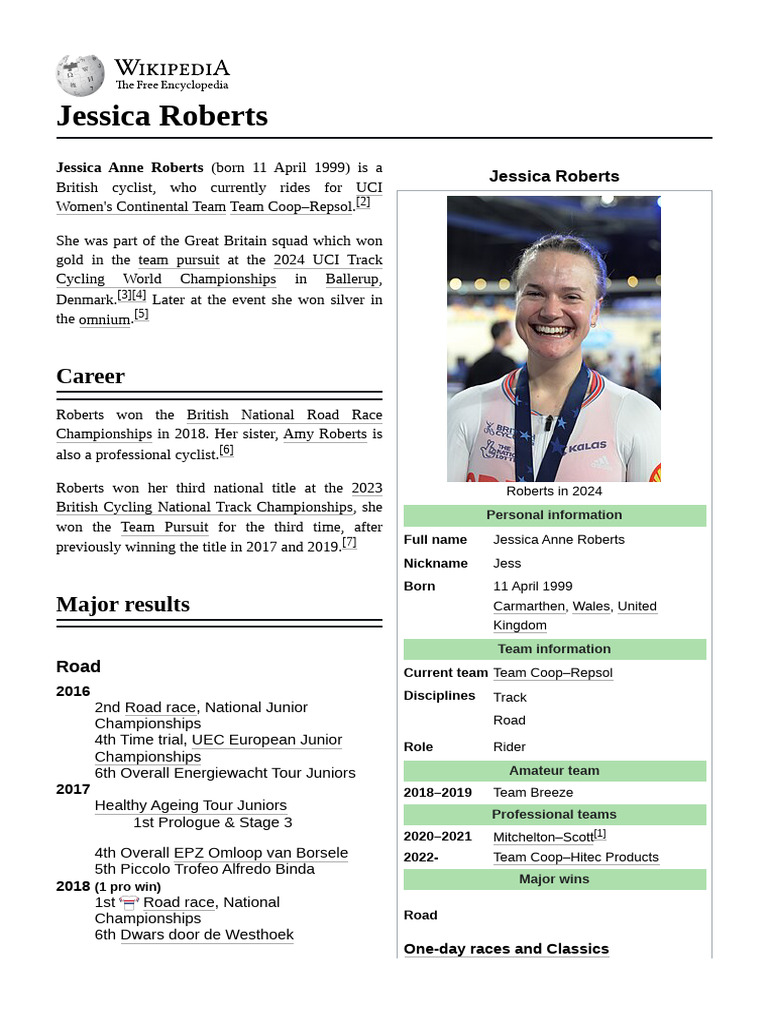 Jessica_Roberts | PDF | Road Bicycle Racing | Cycle Sport