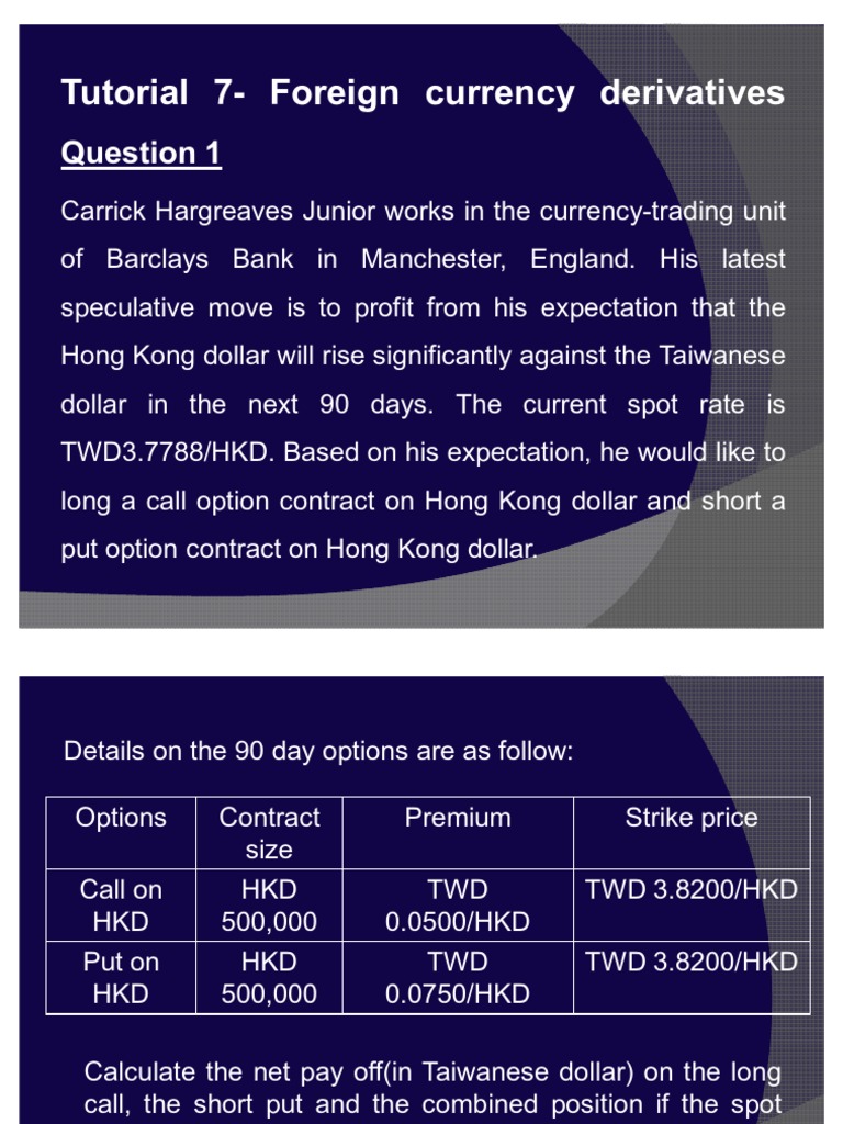 Multinational Finance-Tutorial 7 Asnwer | PDF | Put Option | Option  (Finance)