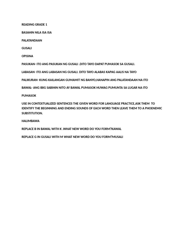Reading Grade 1 | PDF