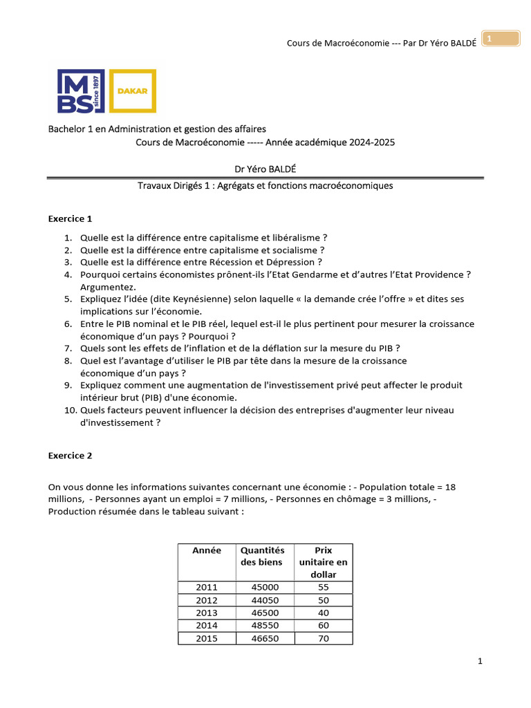 Cours de Macroéconomie : Agrégats et PIB | PDF | Produit intérieur brut ...