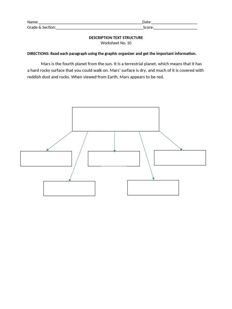 Worksheet No. 10 - Text Structure-Description and Sequence | PDF